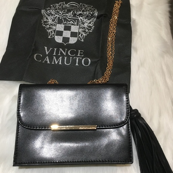 Vince Camuto Handbags - Vince Camuto Black Leather Tassel Chain Crossbody